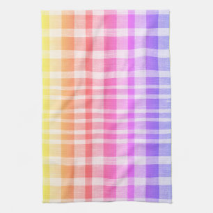 Kühle Retro-Blau-Gelb-Rosa-Textur-Karomuster Geschirrtuch