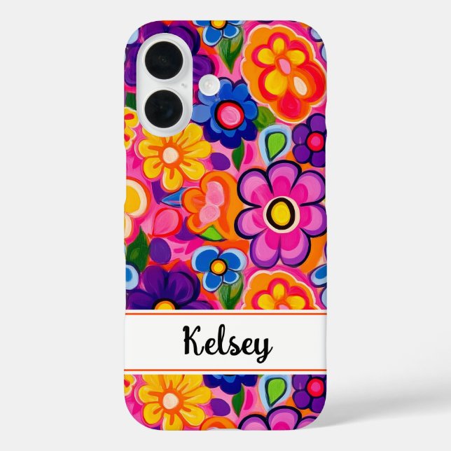 Kühle Retro-Blumen Personalisiert Case-Mate iPhone Hülle (Rückseite)