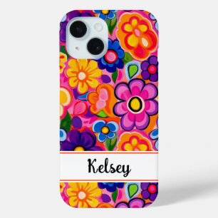 Kühle Retro-Blumenmuster Personalisiert Case-Mate iPhone Hülle