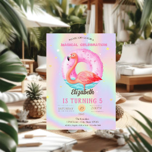 Kühle rosa Flamingos Pool Schwimmkörper Holografis Einladung