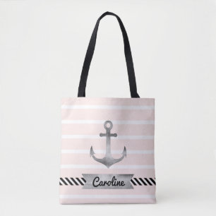 Kühle rosa Streifen Wasserfarbe Anker Personalisie