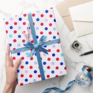 Kühle Rot Blau Rosa und Türkis Punkte-Muster Geschenkpapier