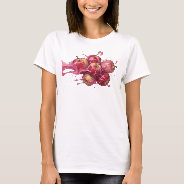 Kühle rote abstrakte Apfel Originaldesign T-Shirt (Vorderseite)
