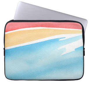 Kühle rote orange und blaue Wasserfarbstriche Laptopschutzhülle
