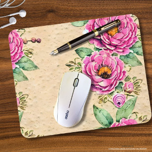 Kühle rustikale Hintergrund Rosa Blumen Aquarell Mousepad