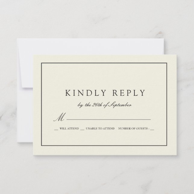 Kühle Sandstone-farbige Hochzeitreaktion RSVP Karte (Vorderseite)