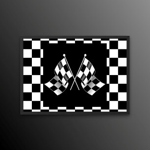 Kühle Schwarz-Weiß-Schachflaggen-Muster Poster