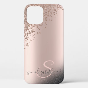Kühle schwarze Glitter-Diamanten Roségold-Monogram Case-Mate iPhone Hülle