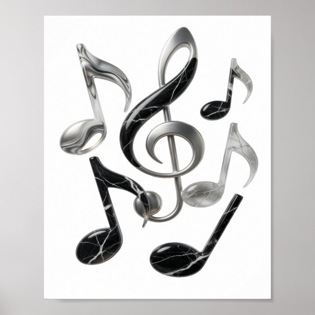 Kühle Silber MUSIC IN MOTION Text Design Poster (Vorne)