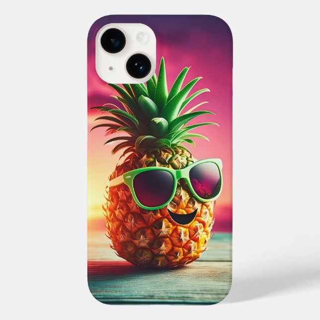 Kühle Sommer-Ananas mit grüner Sonnenbrille - Glüc Case-Mate iPhone Hülle (Rückseite)