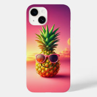 Kühle Sommer-Ananas mit rosaroter Sonnenbrille - G