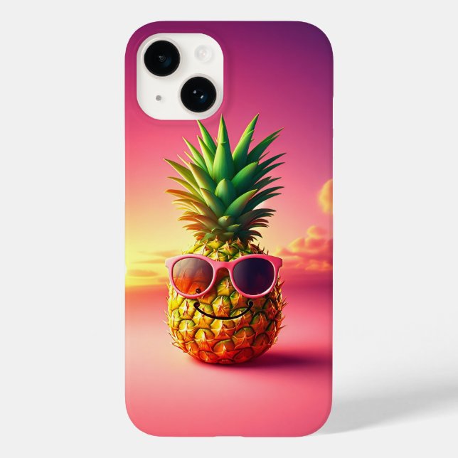 Kühle Sommer-Ananas mit rosaroter Sonnenbrille - G Case-Mate iPhone Hülle (Rückseite)