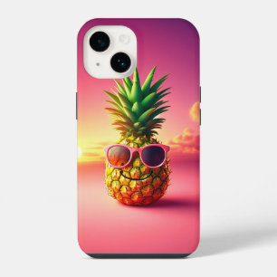 Kühle Sommer-Ananas mit rosaroter Sonnenbrille - G iPhone 14 Hülle