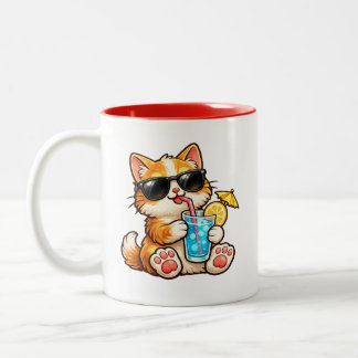 Kühle Sommerkatze Zweifarbige Tasse