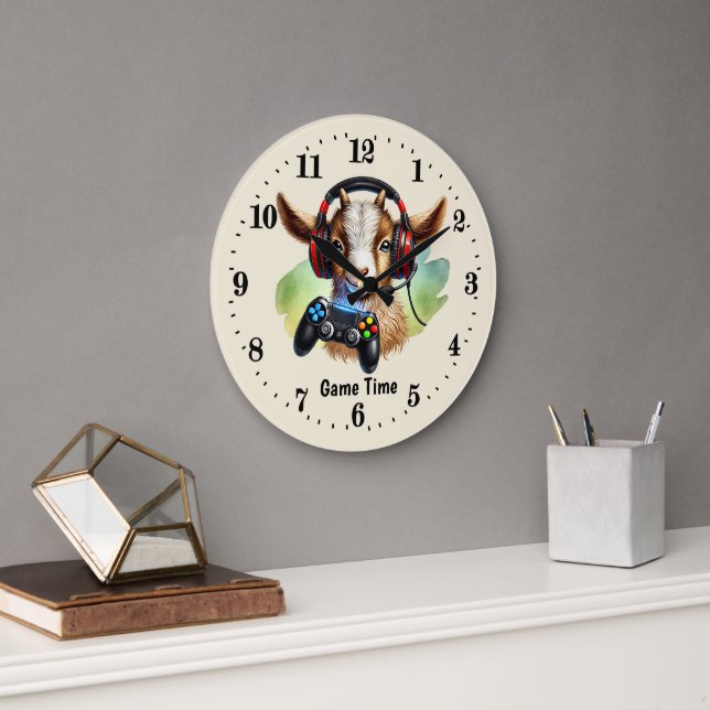 Kühle Spielzeit anpassbare Ziege Große Wanduhr (Büro)