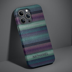 Kühle, stilvolle, künstlerische Leder-Optik-Streif iPhone 16 Pro Max Hülle
