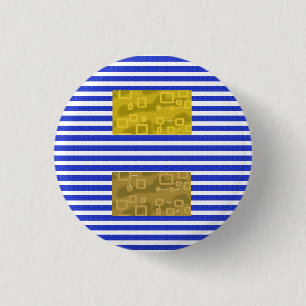 Kühle Streifen Blau Gold Geometrisch Button