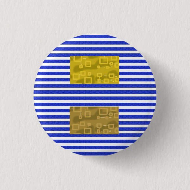 Kühle Streifen Blau Gold Geometrisch  Button (Vorderseite)