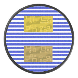Kühle Streifen Blau Gold Geometrisch  Eishockey Puck