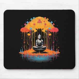 Kühle surrealistische Zen-Buddha-Kunst Grafik-Medi Mousepad