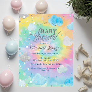 Kühle Süße Sterne & Wolken Tie Dye Babyparty Einladung