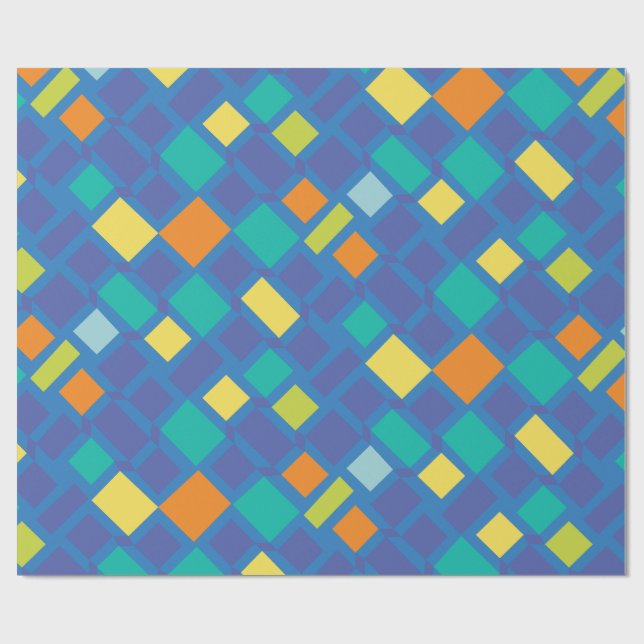Kühle Töne Gingham Kinder-  Geschenkpapier (Flach)