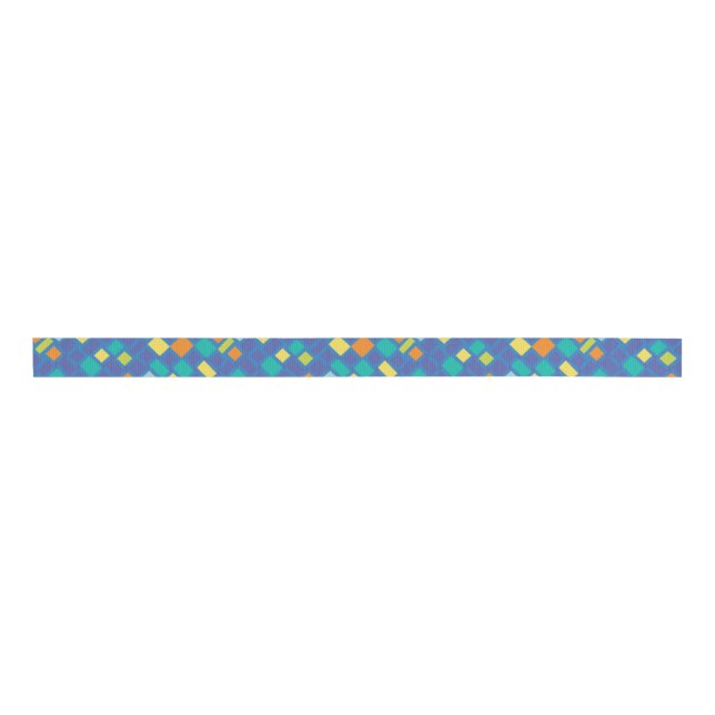 Kühle Tone Gingham-Muster für Kinder  Ripsband (Vorderseite)
