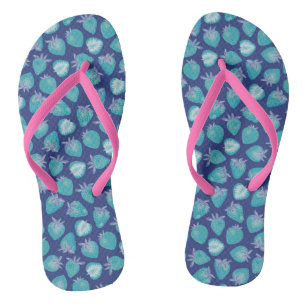 Kühle trendige blaue Sommer-Erdbeer-Muster Flip Flops