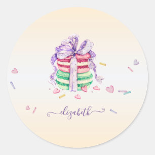 Kühle trendige Wasserfarben-Macarons Runder Aufkleber