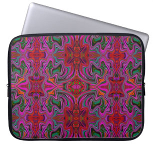 Kühle trippy Magenta, rote und grüne wellige Muste Laptopschutzhülle