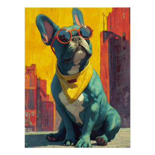 Kühle Türkisfranzosenbrille Poster