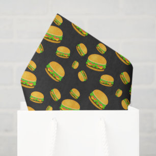 Kühle und lustige leckere Burger Muster dunkelgrau Seidenpapier