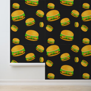 Kühle und lustige leckere Burger Muster dunkelgrau Tapete