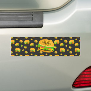 Kühle und lustige leckere Burger-Muster-Monogramm Autoaufkleber