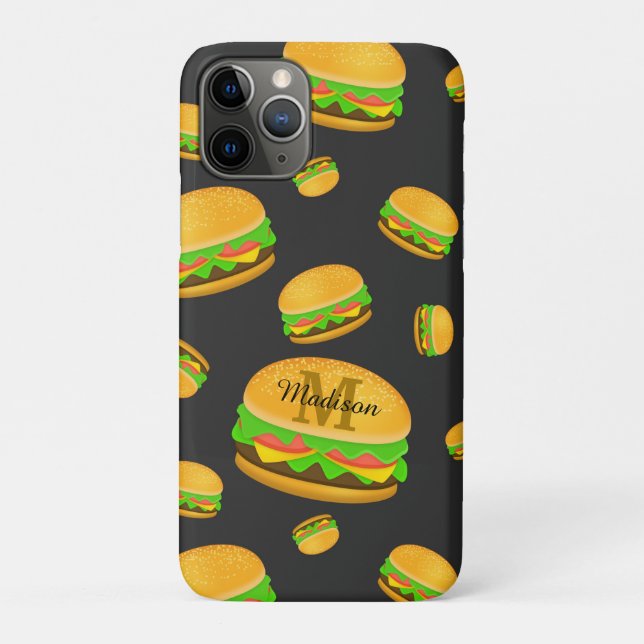 Kühle und lustige leckere Burger Muster Monogramm Case-Mate iPhone Hülle (Rückseite)