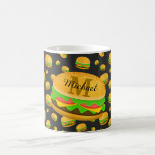 Kühle und lustige leckere Burger Muster Monogramm Kaffeetasse