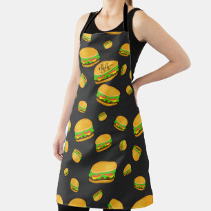 Kühle und lustige leckere Burger-Muster-Monogramm Schürze