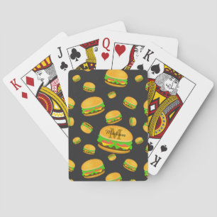Kühle und lustige leckere Burger Muster Monogramm Spielkarten