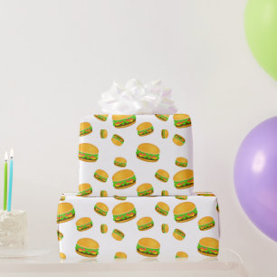 Kühle und lustige leckere Burger Muster weiß Geschenkpapier