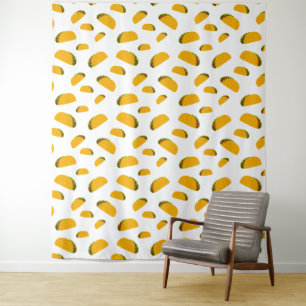 Kühle und lustige leckere Taco-Muster weiße Wand Wandteppich