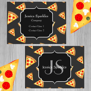 Kühle und lustige Pizzateilchen-Muster Monogramm Visitenkarte