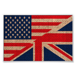 Kühle USA Union Jack Flaggen Jute Textur Effekte Fotodruck