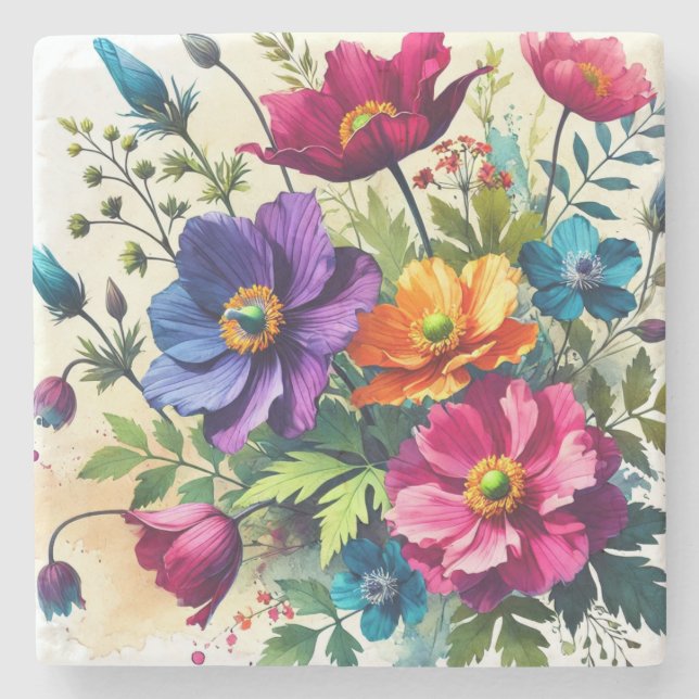 Kühle Wasserfarbe Steinuntersetzer (Vorderseite)