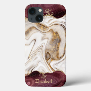 Kühle Weiße Braune Goldene Burgunderrote Marmortex Case-Mate iPhone Hülle