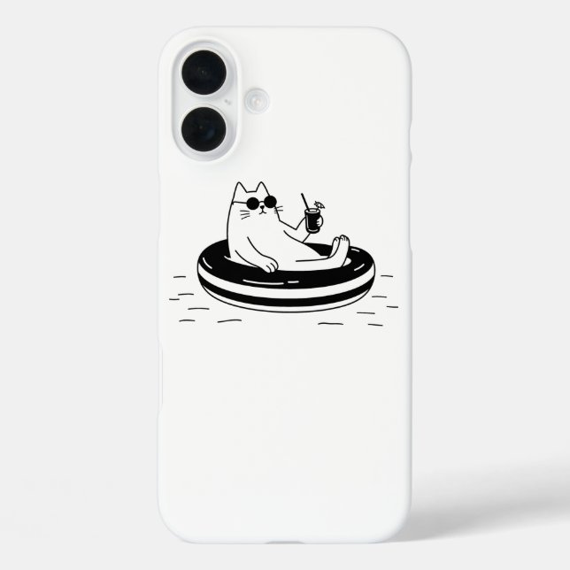 Kühle weiße Katze entspannt sich auf Pool Float So Case-Mate iPhone Hülle (Rückseite)