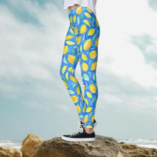 Kühle Zitrusfrische Zitronen Aquarell-Muster Leggings