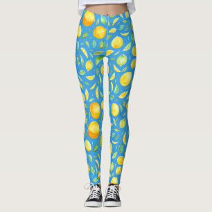 Kühle Zitrusgelbe Türkisblaue Wasserfarbmuster Leggings