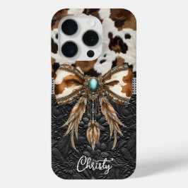 Kuhleder Schwarzes Leder Juwel Schleife Case-Mate iPhone Hülle