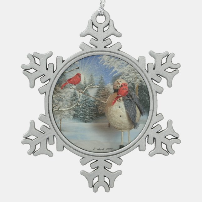 Kühlen mit Freunden Schneeflocken Zinn-Ornament (Vorderseite)