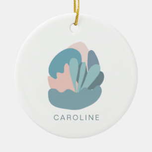 Kühler abstrakter Modernismus in Blau Personalisie Keramik Ornament